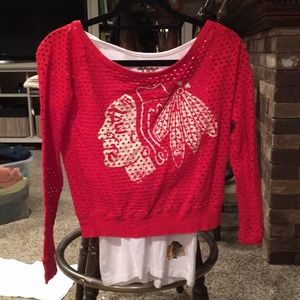 Blackhawks off the shoulder shirt